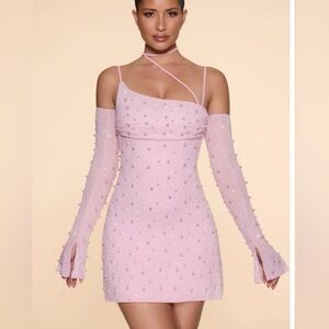 Oh Polly Embellished Asymmetric Corset
Mini Dress Light Pink size 14